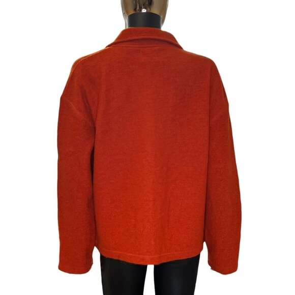 Vintage Moe 100% Wool Button Front Jacket Oversized Burnt Orange Size Small - Picture 3 of 10